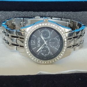XOXO Bedazzled Chrome Watch